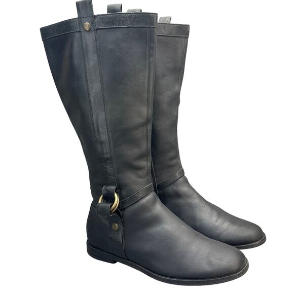 Cole Haan Shoes - Cole Haan Air Liberty Black Nubuck Leather Tall Riding Boot Women 9.5B